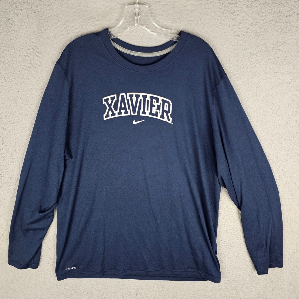 Nike Long Sleeve Tee Men XL Blue Xavier Dri-Fit M-22147 Performance Shirt